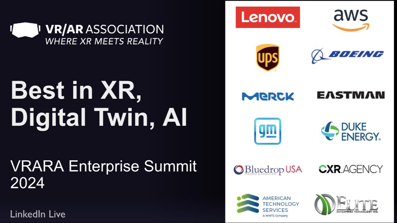 Best in XR, Digital Twin, and AI (VRARA Enterprise Summit 2024)